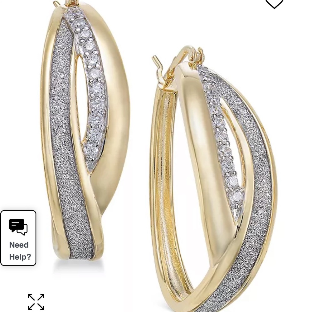 NWT diamond Glitter Overlap Earrings (1/4 ct t.w) in 14k gold pltd strlng silver